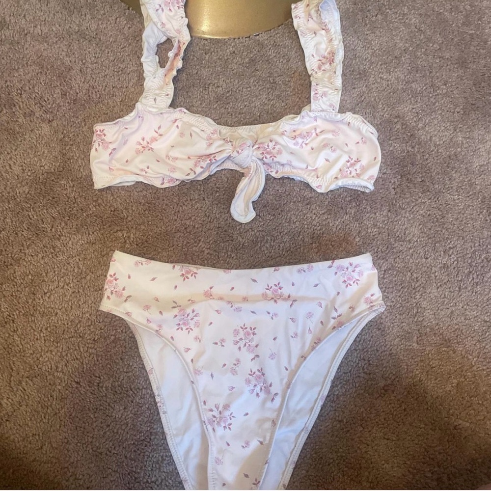 Frankie's Bikinis Pink Floral Bikini Set